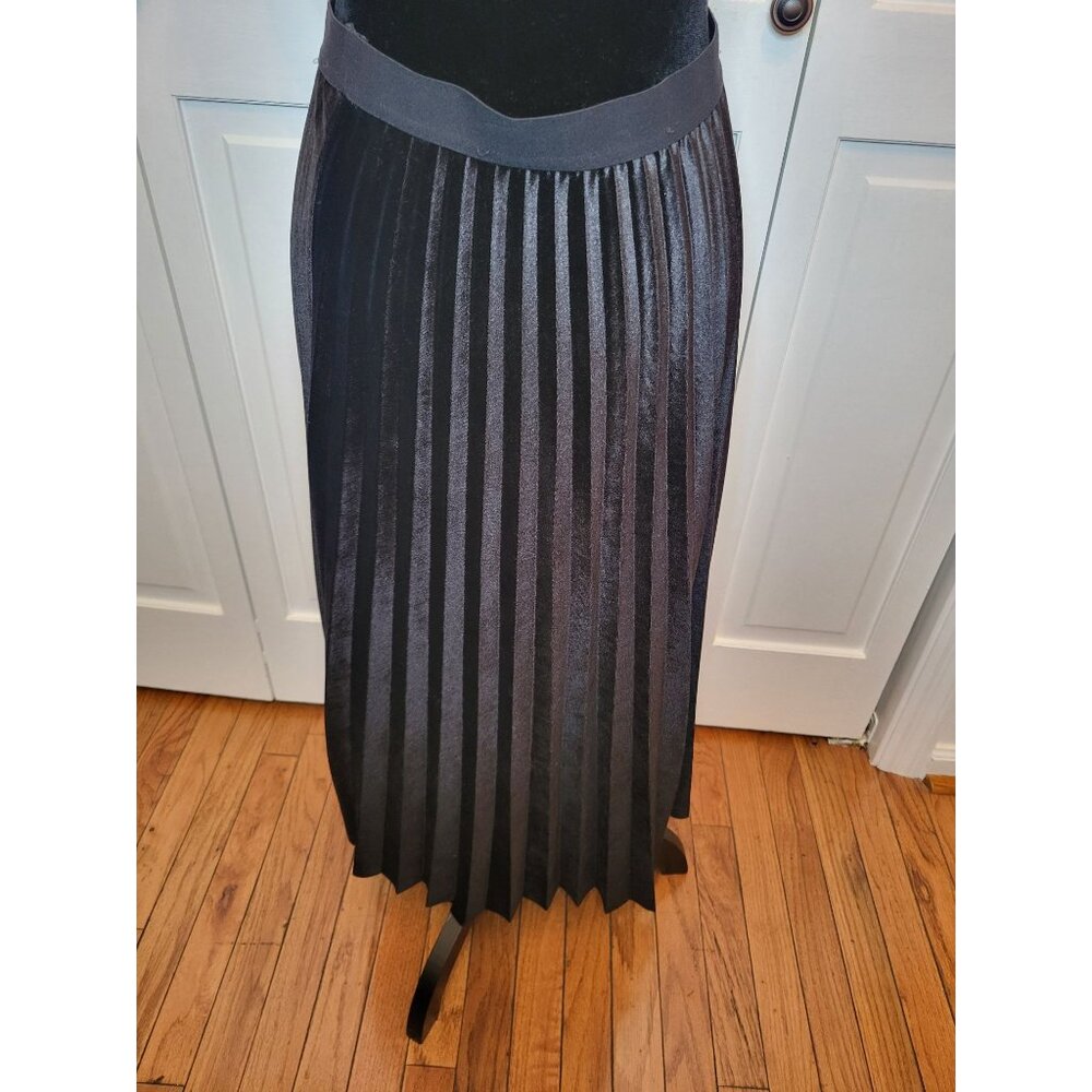 Black Velour Pleated Midi Skirt Jaclyn Smith M Glam Whimsygoth Goth Fairy Party - Picture 2 of 6